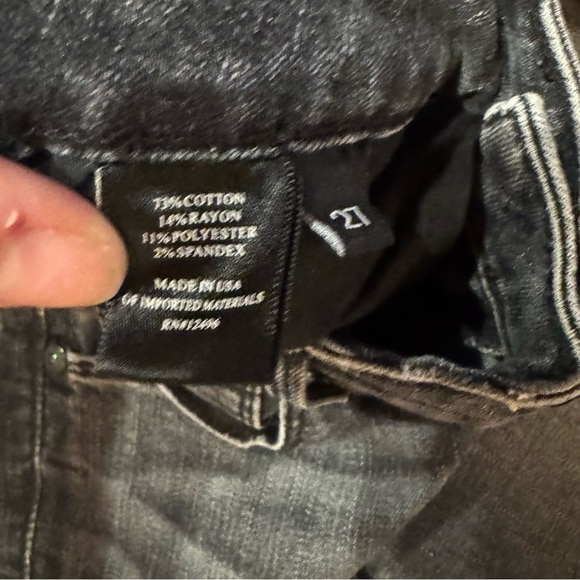 🔥 👖Parker Smith Women’s Jeans | Black Wash Frayed Hem Straight Leg | Size 27 - Picture 5 of 8